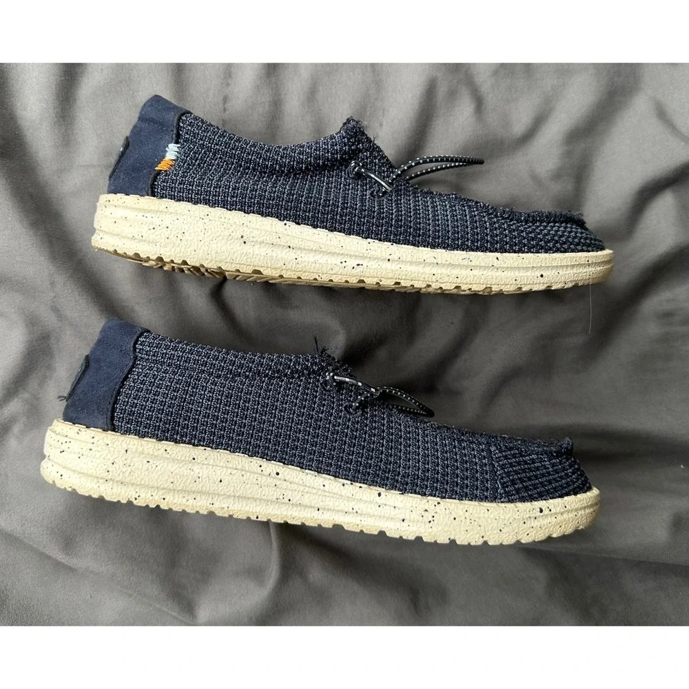 Hey Dude Wally Youth Sport Mesh Navy Blue Slip On Loafers Shoes Size 3Y 40431-41